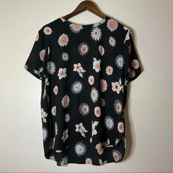 FLORAL PATTERNED BLOUSE TOP PASTEL COLORS SHORT SLEEVE SIZE XL - Picture 10 of 10